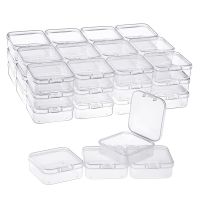 40 Pack Pack Clear Plastic Beads Storage Containers Box With Hinged Lid For Small Items, Diamond, Beads (2.2X2.2X0.79In)