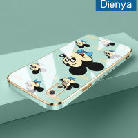 Dienya เคสปลอกสำหรับ Samsung กาแล็คซี่ M02 A02การ์ตูนมีความสุขมิกกี้ใหม่กรอบสี่เหลี่ยมชุบพื้นผิวเคสนิ่มซิลิกาเจลกันกระแทกเคสมือถือรวมทุกฝาครอบป้องกันเลนส์กล้องถ่ายรูป