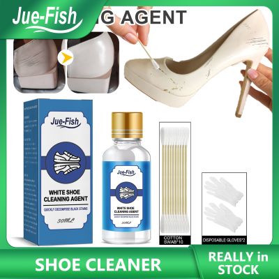 Jue-Fish 30Ml White Shoes Edge Brighten Whitening Cleaner Yellow Dirt Quickly Removes Cleaning Agent Kit Cotton Swabs And Gloves