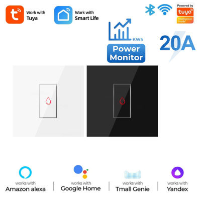 Tuya Smart Touch Switch 20A Power Monitor Wifi เครื่องทำน้ำอุ่นหม้อไอน้ำเครื่องปรับอากาศ Light Timing EU Wall สำหรับ Alexa Home