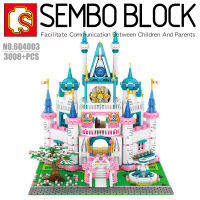 บล็อกตัวต่อปราสาทเจ้าหญิง ขนาดใหญ่ พร้อมมินิฟิกเกอร์ 10 ตัว SEMBO BLOCK 604003 จำนวน 3008 ชิ้น