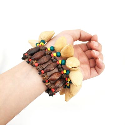 ：《》{“】= N Drum Nutshell Handbell Colorful Hand Chain Bracelet Natural Nut Shell Percussion Musical Instrument Children Toys