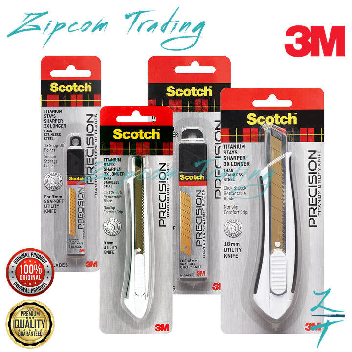 3M Scotch Titanium Utility Knife Cutter & Refill Blades (9mm & 18mm