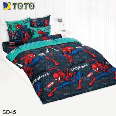 (ครบเซ็ต) Toto ผ้าปูที่นอน+ผ้านวมเอนกประสงค์ (นวมใยบาง) สไปเดอร์แมน Spiderman SD45 (เลือกขนาดเตียง 3.5ฟุต/5ฟุต/6ฟุต) #โตโต้ เครื่องนอน ชุดผ้าปู ผ้าปูเตียง ผ้าห่ม