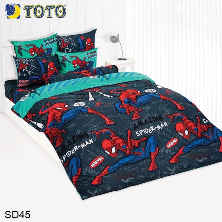 ครบเซ็ต-toto-ผ้าปูที่นอน-ผ้านวมเอนกประสงค์-นวมใยบาง-สไปเดอร์แมน-spiderman-sd45-เลือกขนาดเตียง-3-5ฟุต-5ฟุต-6ฟุต-โตโต้-เครื่องนอน-ชุดผ้าปู-ผ้าปูเตียง-ผ้าห่ม