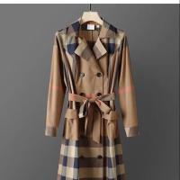 Burberry Dress Long Plaid Trench Coat Womens Autumn and Winter British Style Slim Suit Collar