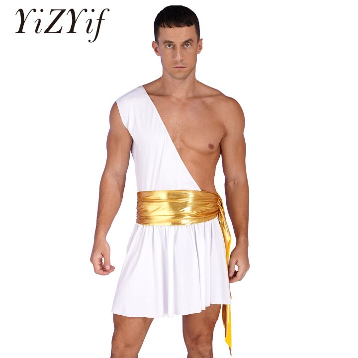 Mens Roman Gladiator Costume Ancient Greek God Halloween Cosplay Armor Soldier Role Play