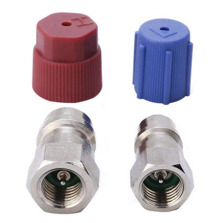 R12 to R134a Conversion Kit Air Conditioner Conversion Adapter High/Low AC Fitting Port Fit for