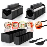 QTCF-10 Pcs Diy Sushi Maker Kit Set Plastic Japaniese Onigiri Mold Rice Mould Kits Kitchen Bento Accessories Tools