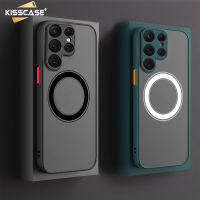 KISSCASE Magsafe ชาร์จไร้สายนิ่มเคสโทรศัพท์สำหรับ Samsung S23 S22พิเศษบวก S21โปร่งแสงแม่เหล็กกันกระแทกสำหรับ SM S23Plus S22Ultra ฝาหลังแบบบางเนื้อด้าน S21Plus