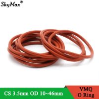 10Pcs VMQ O Ring Seal Gasket Thickness CS 3.5mm OD 10 ~ 46mm Silicone Rubber Insulated Waterproof Washer Round Shape Nontoxi Red Gas Stove Parts Acces