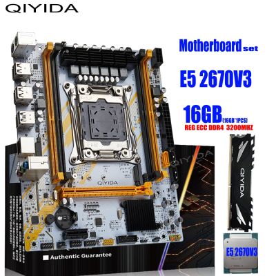 QIYIDA X99 Motherboard set LGA2011 3 kit With Xeon E5 2670 V3 CPU Processor and 16GB DDR4 RAM Memory NVME M.2 E5 D4