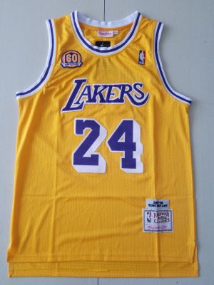 Ready Stock 22/23 Top Quality Mens No 24 Kobee Bryantt Los Angeles Lakerss Mitchell Ness 2007-08 Hardwood Classics Swingman Jersey - Yellow