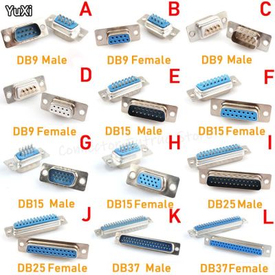 YUXI 1PCS DB9 DB15 DB25 DB37 Hole/Pin Female/Male Blue Welded Connector RS232 Serial Port Socket DB D-SUB Adapter 9/15/25/37 Pin