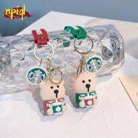 NPIQL 3D Starbucks พวงกุญแจหมีขวดเก็บความร้อนพวงกุญแจซิลิโคนรูปแบบแนวเกาหลีสร้างสรรค์พวงกุญแจเครื่องประดับเด็ก