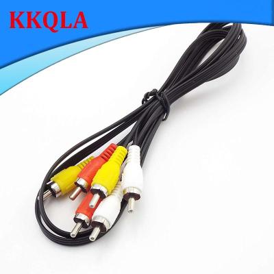 QKKQLA 1M 1.5M 3M 3 Way Rca Male To 3 Rca Male M To M Connector Adapter Wire Composite Audio Video Cable Plug