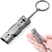 Outdoor Stainless Steel Life-saving Whistle Double Pipe High Decibel Emergency Survival Whistle Keychain For Camping Hunting Survival kits