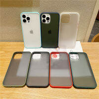 (ร้อน) Matte Clear เคสศัพท์ขอบสีสันสดใสสำหรับ 11 12 13 Pro X XS XR Max 7 8 Plus INS Simple Plain TPU PC Luxury Fundas