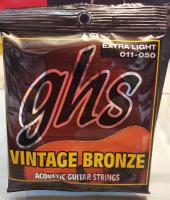 สายกีตาร์โปร่ง(USA แท้ 100%) ( Acoustic Guitar String ) GHS VINTAGE BRONZE Extra Light011-050