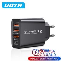 ร้อน hanoe413 - / 60วัตต์ชาร์จ USB PD ชาร์จโทรศัพท์ QC 3.0 4พอร์ตอะแดปเตอร์ชาร์จอย่างรวดเร็วสำหรับ iPhone 13 12 11ซัมซุงหัวเว่ย P30 P50 Usb Chargeur