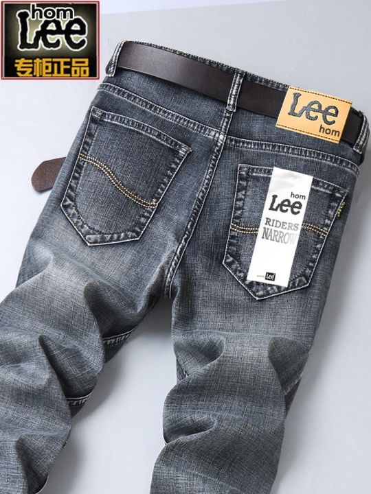 jussara-lee-leehom-brand-mens-jeans-summer-thin-slim-fit-straight-2023-trendy-brand-casual-spring-and-autumn-pants-men