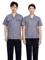 ฤดูร้อนเสื้อผ้าคนงานแขนสั้นบางระบายอากาศแฟชั่นทำงาน Coveralls ท็อปส์กับกางเกงโรงงานการประชุมเชิงปฏิบัติการเครื่องแบบ4XL