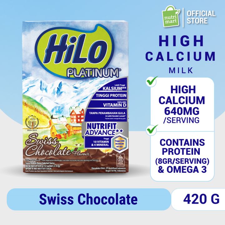 HiLo Platinum Swiss Chocolate 420g Susu Dewasa Anti Pegal Lebih