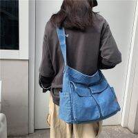 【CC】 Denim Crossbody for Books School Students Shoulder Large Jeans