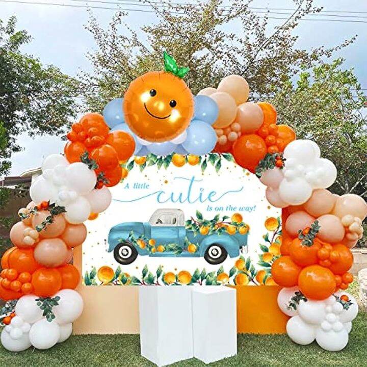 jollyboom-dekorasi-baby-shower-น้อยน่ารักสีส้มลูกโป่งสีน้ำเงินพวงมาลัยชุดโค้งน่ารักเล็กๆน้อยๆอยู่ระหว่างทางฉากหลัง-dekorasi-baby-shower-ธีมสีส้มสำหรับอาบน้ำเด็กส้มเขียวหวาน