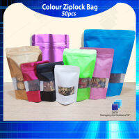 (50pcs/pack) Colour Matte Ziplock Bag with Window (KS Packaging And Solutions)