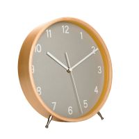 Wood Table Clock, Retro Non-Ticking Table Desk Clock with Quartz Movement Numerals Decorative for Bedroom