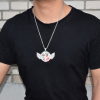 Angel Wing Custom Photo Pendant Medallion Real Gold Plated Hip Hop Jewelry