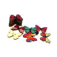 SHINE 30PCs Wooden Sewing Buttons Scrapbooking Butterfly Mixed Two Holes Pattern 28x20mm Costura Botones bottoni botoes W2003 Haberdashery