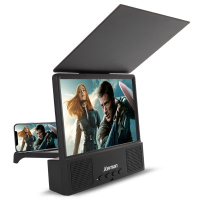 12Inch Mobile Phone Screen Amplifier Ultra-HD Cinema Enlarge Audio Bluetooth Speaker Video Magnifier Phone Projection Desk Stand
