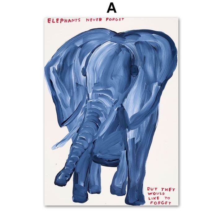 david-shrigley-elephant-rhino-monkey-frog-dog-art-ภาพวาดผ้าใบ-nordic-โปสเตอร์และพิมพ์-ตกแต่งห้องนั่งเล่น