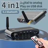 Bluetooth 5.1 Receiver Transmitter Audio Adapter U-Disk Play Coxial/Optical to 3.5MM AUX RCA R/L DAC Converter Remote Control