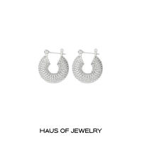 Haus of Jewelry - Luv AJ PAVE MINI DONUT HOOPS ต่างหูงานทองเหลือง เพชรคิวบิกเซอร์โคเนีย (Cubic Zirconia)