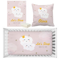 LVYZIHO Baby Girl Crib Bedding Set, Lets Sleep Under The Stars Custom Name Bedding Set, Baby Shower Gift Bedding Set