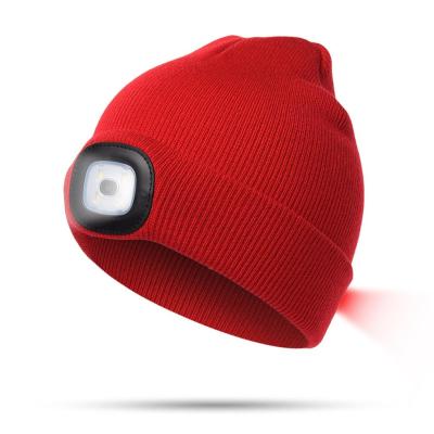 หมวกไฟฉายคาดหัวชาร์จได้ยูเอสบีหมวกเสื้อถักไหมพรมหมวกบีนนี่ LED สำหรับทุกเพศสำหรับเล่นสกีกลางแจ้งการเดินป่า