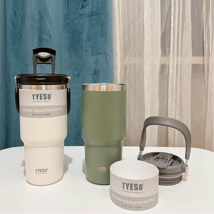 ของแท้-พร้อมส่ง-แก้วเก็บความเย็น-tyeso-แบบใหม่มีที่จับ-หูหิ้ว-แก้วกาแฟ-แก้วสแตนเลส304-750ml-900ml-relaxhome