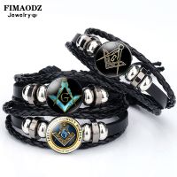 【ร้อน】 FIMAODZ Masonic ฟรี Mason สร้อยข้อมือแก้วอัญมณีแฮนด์เมดปรับสร้อยข้อมือสำหรับผู้ชายสายรัดข้อมือ