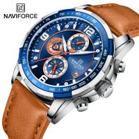 {zhiyun Watchshop} NAVIFORCE นาฬิกาหรูผู้ชายแฟชั่นนาฬิกาข้อมือระดับไฮเอนด์ผู้ชายวินเทจนาฬิกากันน้ำหนังส่องสว่างผู้ชาย39; S นาฬิกา R Elojes