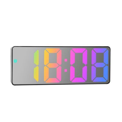 Digital Alarm Clock LED Clock LED Screen Display Modern Desktop Clock for Home (Black Shell-Mirror D Model)