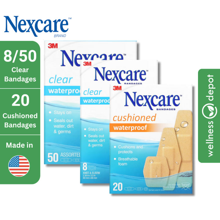 Nexcare Clear Waterproof Bandages / Stays On In Water / Knee & Elbow 8