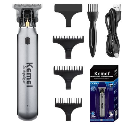 Kemei-Aparador De Cabelo Para Homens Aparador Barbeador Elétrico Máquina Corte Cabelo USB Recarregável Bateria Lítio Cabeleiro Navalha