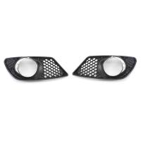 1 Pair Car Front Bumper Fog Light Grille Fog Lamp Grill Cover Bumper Grille with Chrome Frame for Benz C-Class W204 2008-2010