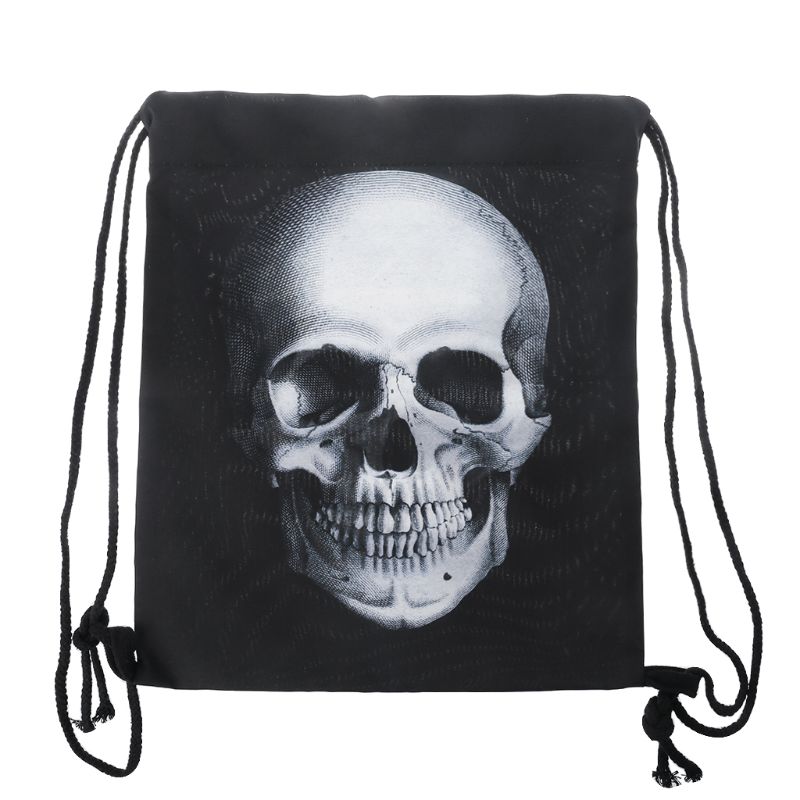 Unisex 3D Full Printed Canvas Leather Sack Pack String Bag Drawstring Backpack 