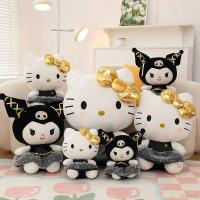 Ag Sanrio หมอนตุ๊กตานุ่ม รูปการ์ตูนคิตตี้ Kuromi สีดํา ทอง ของขวัญ สําหรับเด็กผู้หญิง 【BYUE】