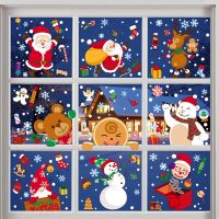 Christmas Glass Stickers Snowman Elk Santa Claus Stickers Merry Christmas Decorations For Home Xmas Ornament Navidad Party Decor