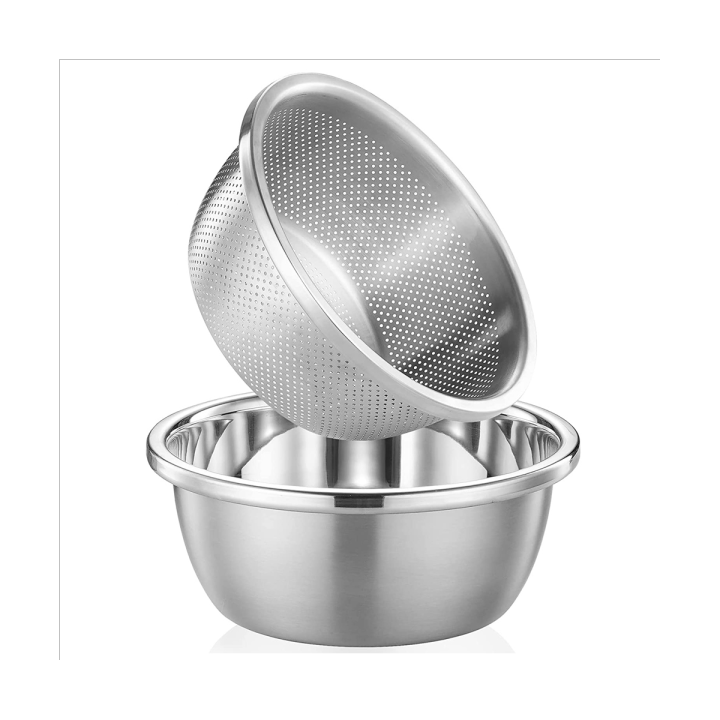 Stainless Steel Seasoning Cylinder Large Rice Washing Bowl Colander